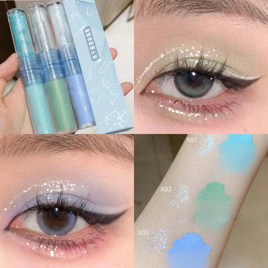 Cappuvini Double Head Liquid Eyeshadow Water Proof Super Flash Pearlescent Blue Green Eye Shadow