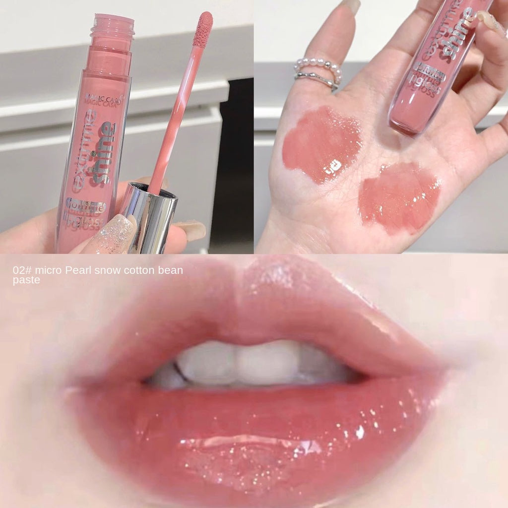 MAGIC CASA Lip Gloss Transparent Mirror Surface Pearlescent Flash Moisturize Moisturizing Water Proof Lasting Lipstick