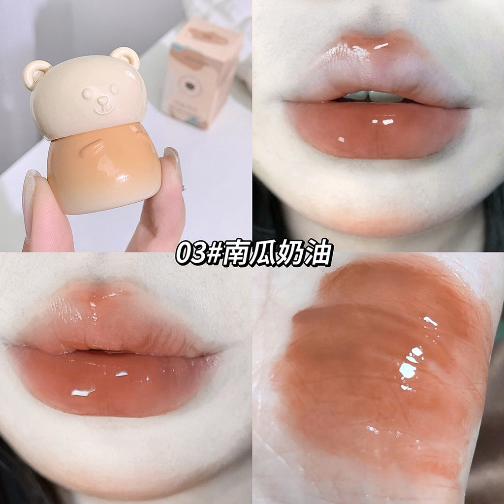 Gege Bear Cute Little Bear Lip Gloss Mirror Surface Moisturize Moisturizing Water Proof Lasting Lipstick