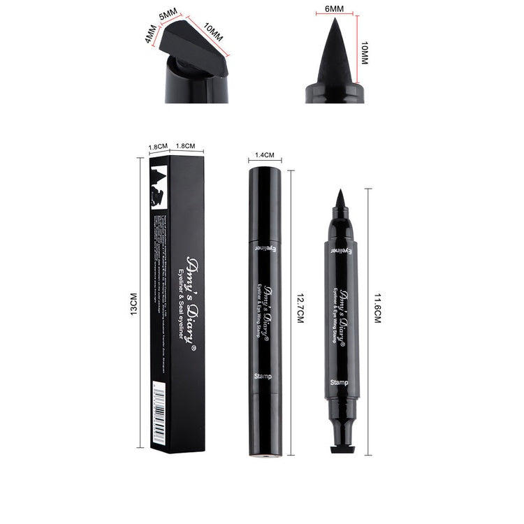 Eyeliner Double Head Triangle Water Proof Quick Drying Novice Portable Eye Makeup Liquid Eyeliner