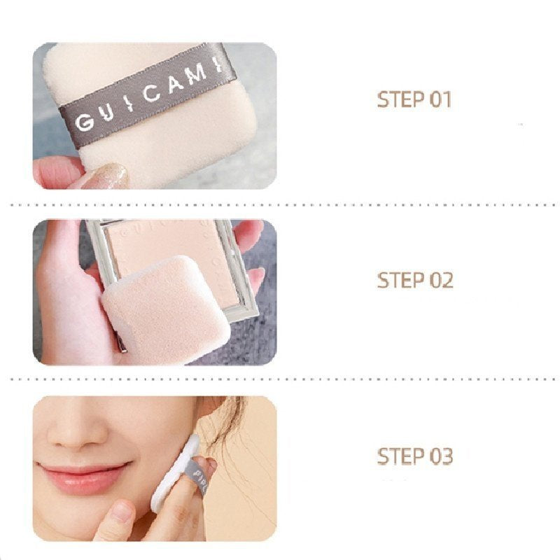 GUICAMI Small Square Box Pressed Powder Concealer Contouring Setting Powder Lasting Water Proof with Makeup Sponge Powder