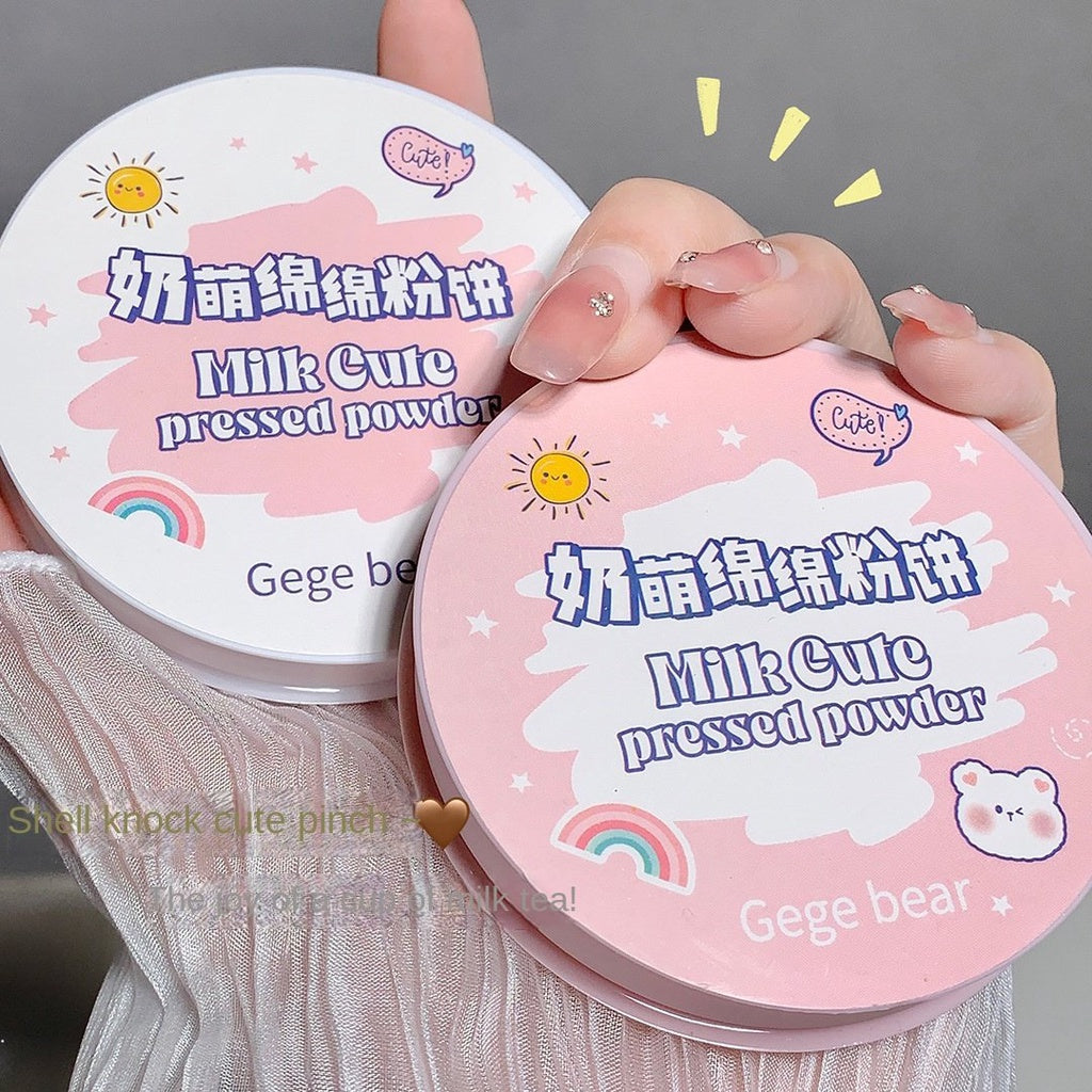 Gege Bear Cute Bear Pressed Powder Water Proof Concealer Moisturizing Makeup Setting Powder Nature Lasting Durable Powder