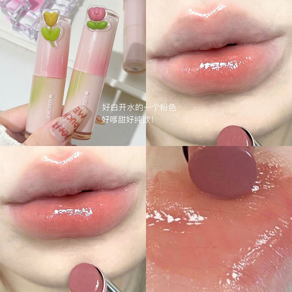 Kekemood Lipstick Colored Round Tube Mirror Surface Moisturize Moisturizing Water Proof Lasting Nature Lip Gloss