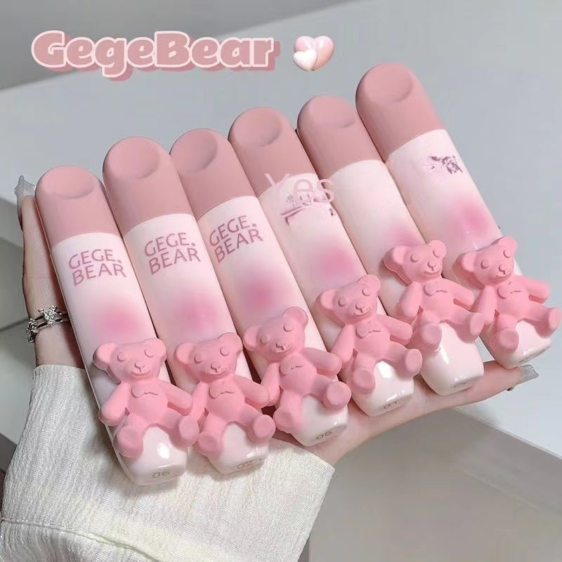 Gege Bear Lip Gloss Cute Pink Bear Matte Moisturize Water Proof Lasting Not Easy To Fade Lipstick