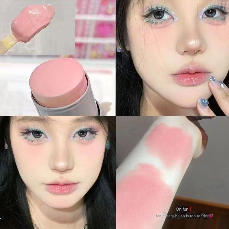 Double Head Blush Stick Sponge Monochrome Moisturize Water Proof Lasting Nature Blush