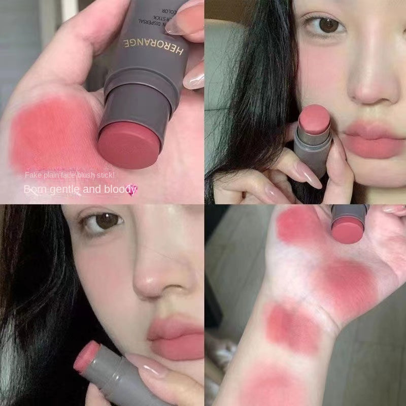 Double Head Blush Stick Sponge Monochrome Moisturize Water Proof Lasting Nature Blush