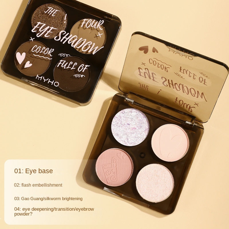 Four -color Eye Shadow Pearlescent Matte Brighten Not Easy To Fade Lasting Daily Eye Shadow