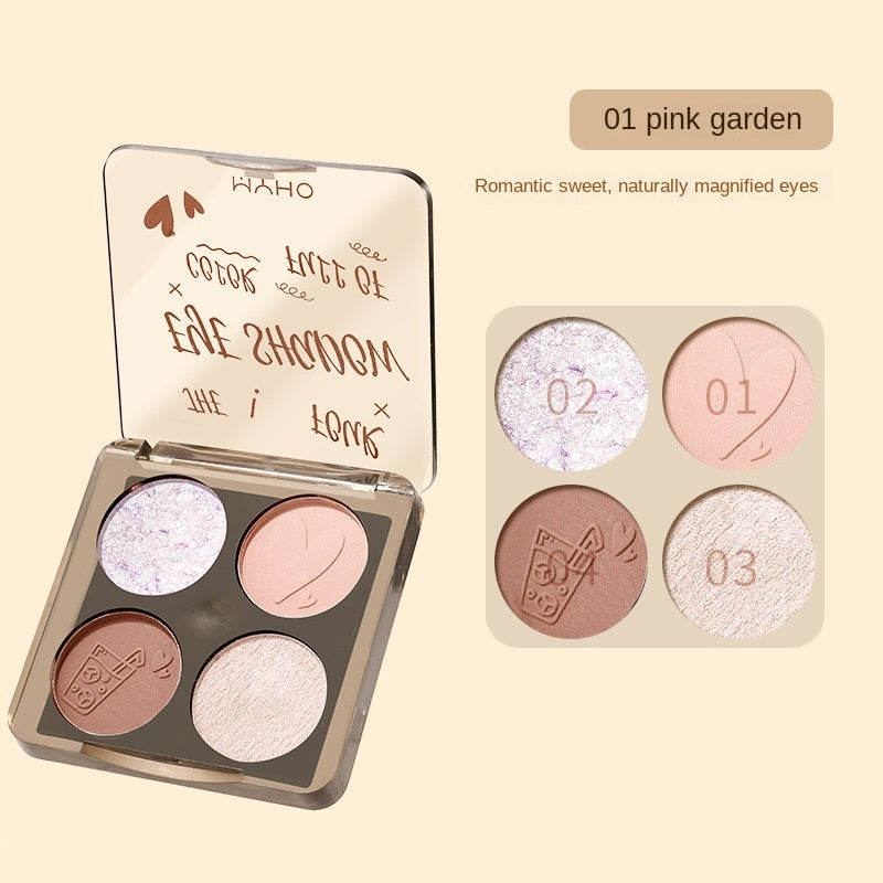 Four -color Eye Shadow Pearlescent Matte Brighten Not Easy To Fade Lasting Daily Eye Shadow