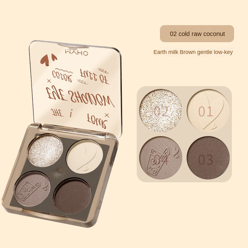 Four -color Eye Shadow Pearlescent Matte Brighten Not Easy To Fade Lasting Daily Eye Shadow