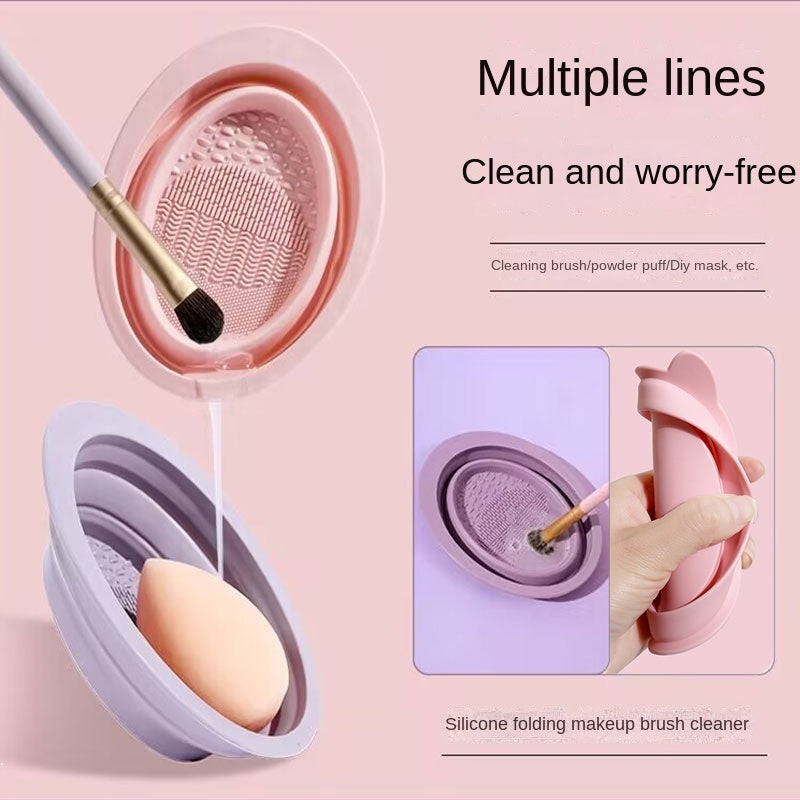 Soft Thickened Silicone Fold Makeup Brush Clean Scrubbing Pad Makeup Tool Cleaning Box