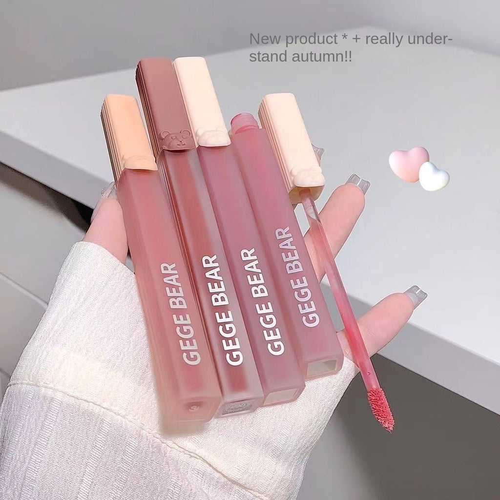 Gege Bear Lip Gloss Cute Bears Matte Velvet Water Proof Lasting Lipstick