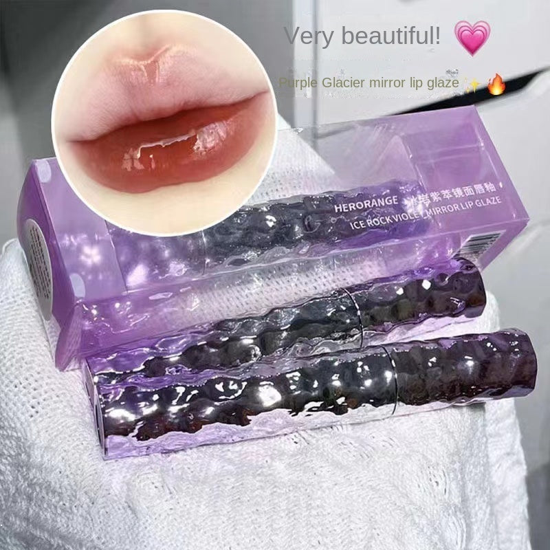 Herorange Lip Gloss Purple Circular Tube Mirror Surface Moisturize Moisturizing Lasting Lipstick