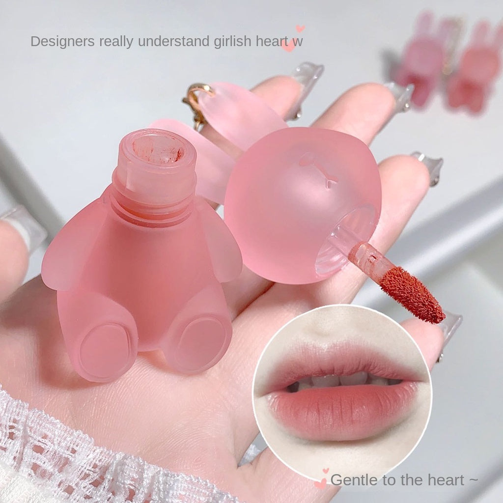 Gege Bear Cute Rabbit Key Buckle Lip Gloss Matte Water Proof Moisturize Lipstick