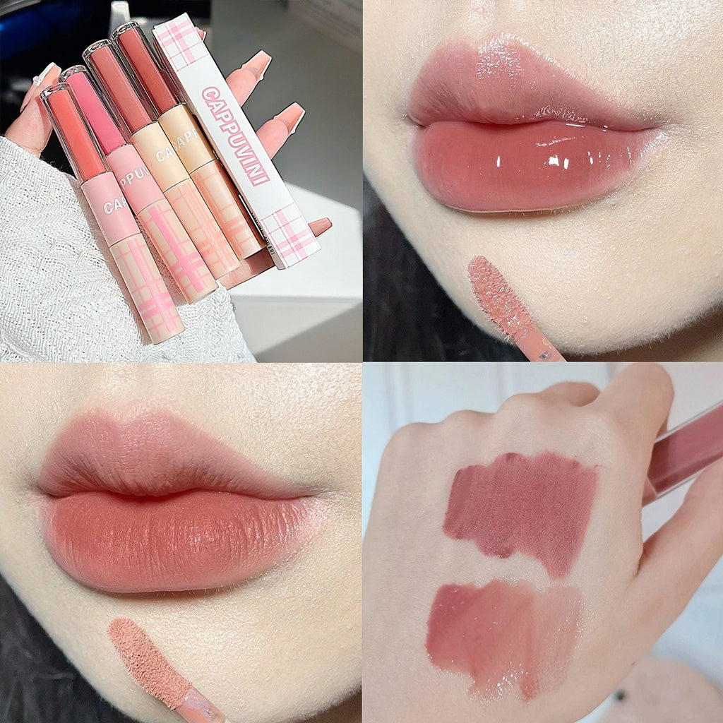 Cappvini Romantic Double Head Lip Gloss Matte Moisturize Water Proof Lasting Lipstick