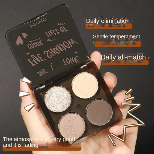 Four -color Eye Shadow Pearlescent Matte Brighten Not Easy To Fade Lasting Daily Eye Shadow