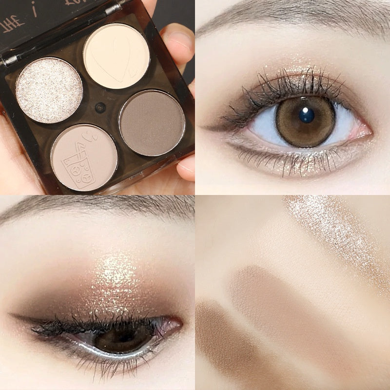 Four -color Eye Shadow Pearlescent Matte Brighten Not Easy To Fade Lasting Daily Eye Shadow