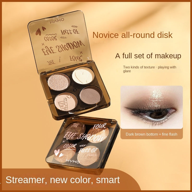 Four -color Eye Shadow Pearlescent Matte Brighten Not Easy To Fade Lasting Daily Eye Shadow