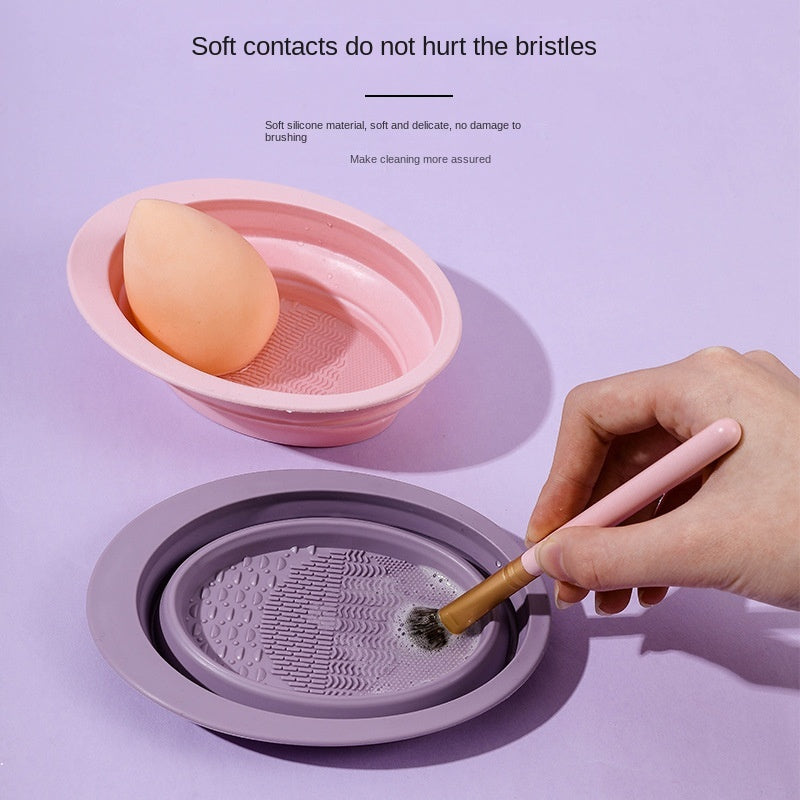 Soft Thickened Silicone Fold Makeup Brush Clean Scrubbing Pad Makeup Tool Cleaning Box