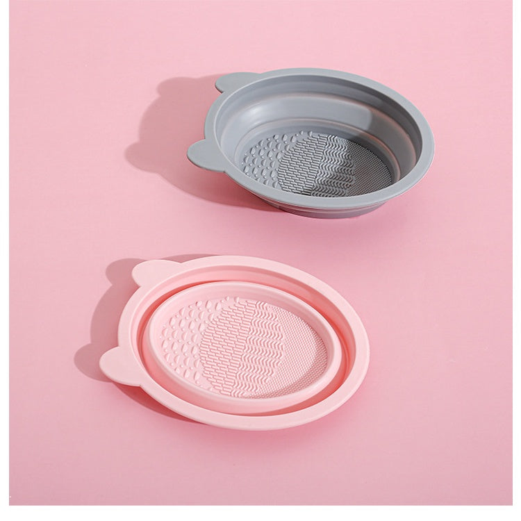 Soft Thickened Silicone Fold Makeup Brush Clean Scrubbing Pad Makeup Tool Cleaning Box