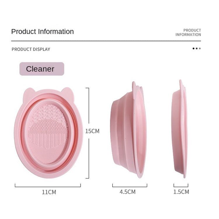 Soft Thickened Silicone Fold Makeup Brush Clean Scrubbing Pad Makeup Tool Cleaning Box