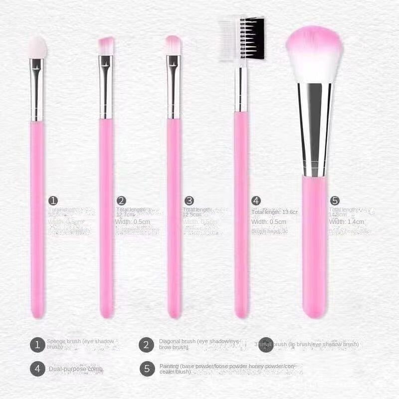 Makeup Brush Set Pink Mini Small Portable Soft Eye Shadow Blush Highlight Makeup Brush