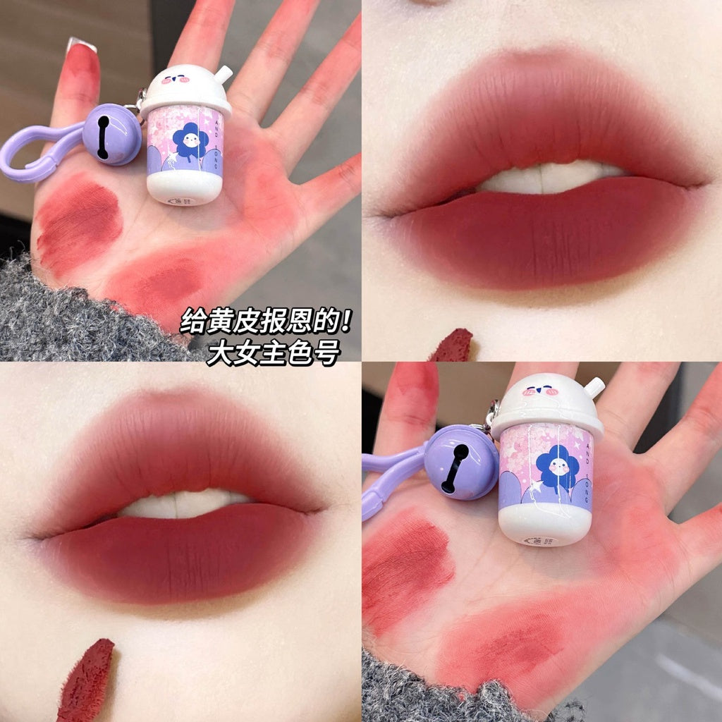 Lip Gloss Cute Key Buckle Milk Cup Matte Water Proof Lasting Nature Not Easy To Fade Lipstick