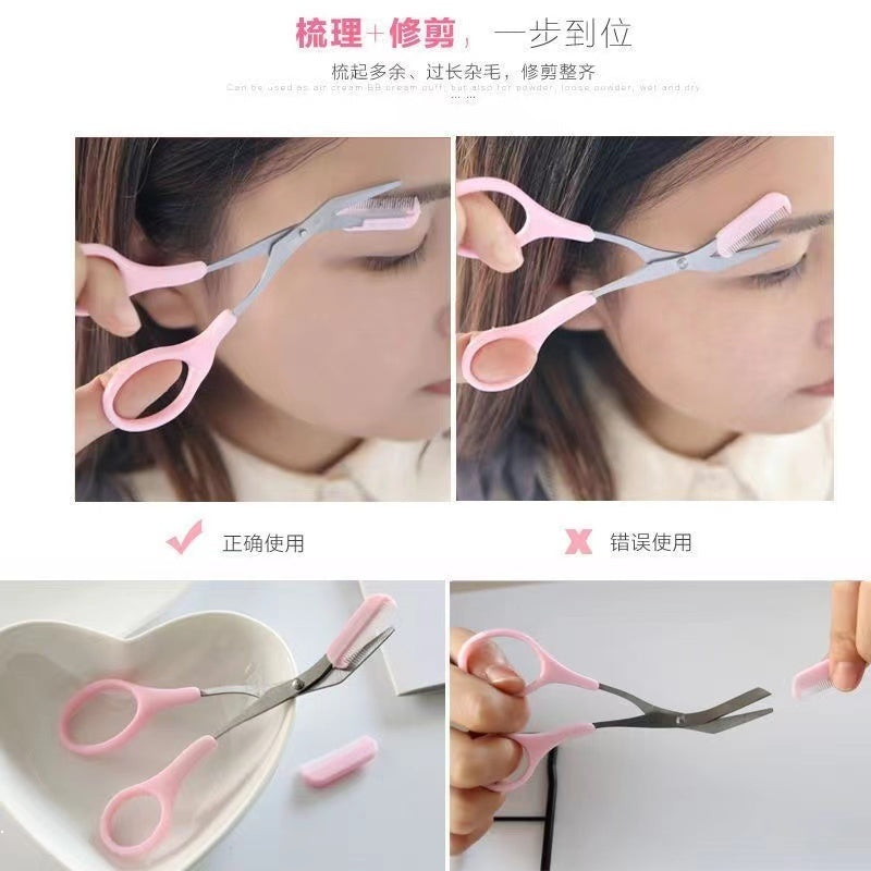 Eyebrow Scissors for Women Eyebrow Trimmer Scissors with Comb Eyebrow Shaping Cut Comb Scissors Non Slip Finger Grips Hair Removal Beauty Accessories for Men Women