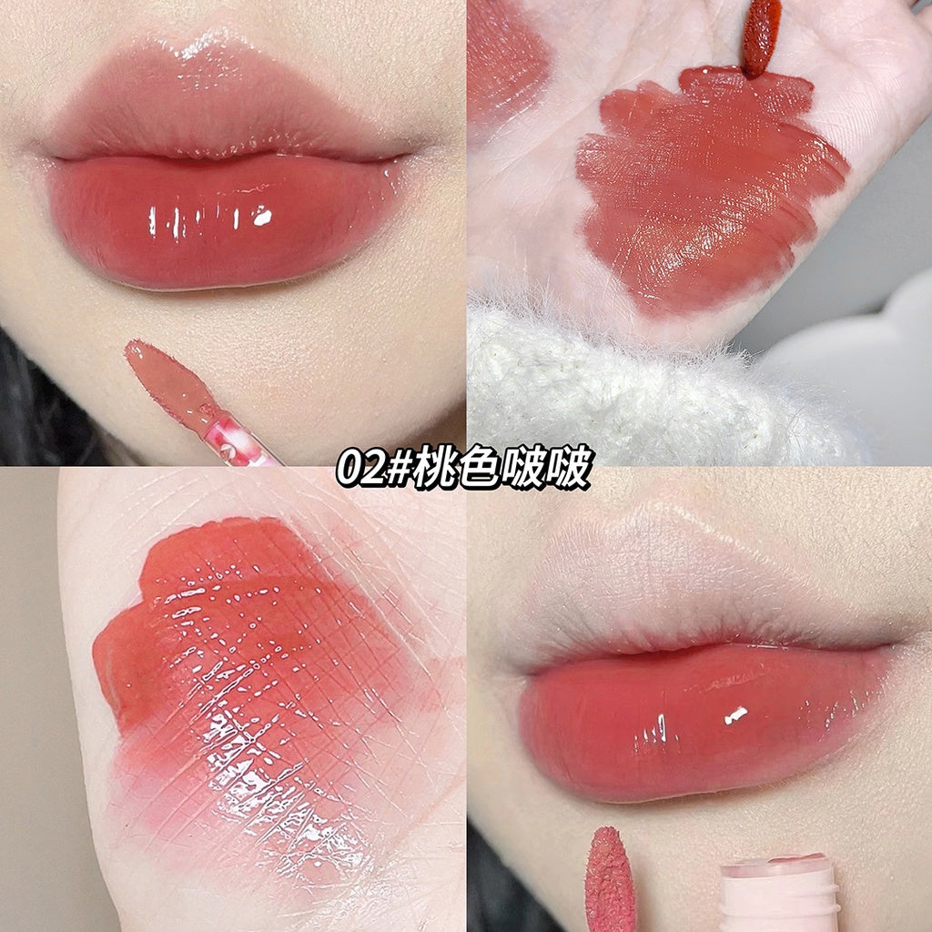 Gege Bear Lip Gloss Mirror Surface Moisturize Moisturizing Red Square Tube Liquid Lipstick