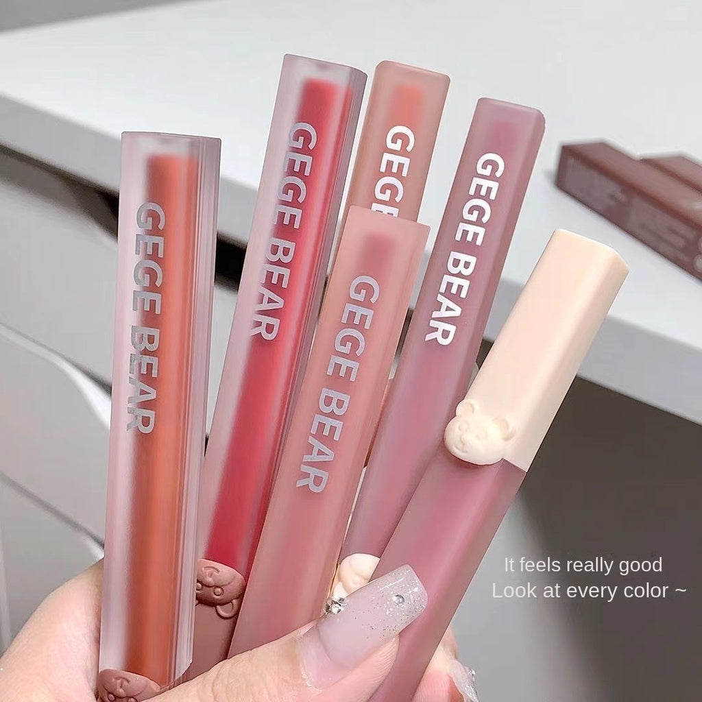 Gege Bear Lip Gloss Cute Bears Matte Velvet Water Proof Lasting Lipstick