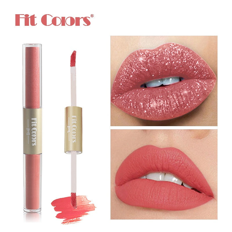 Double Head Matte Pearlescent Lip Gloss Lip Glaze Liquid Lipstick