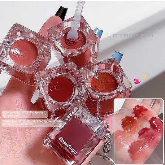 Daimanpu Lip Gloss Ice Cubes Key Buckle Mirror Surface Moisturize Moisturizing Lasting Nature Lipstick