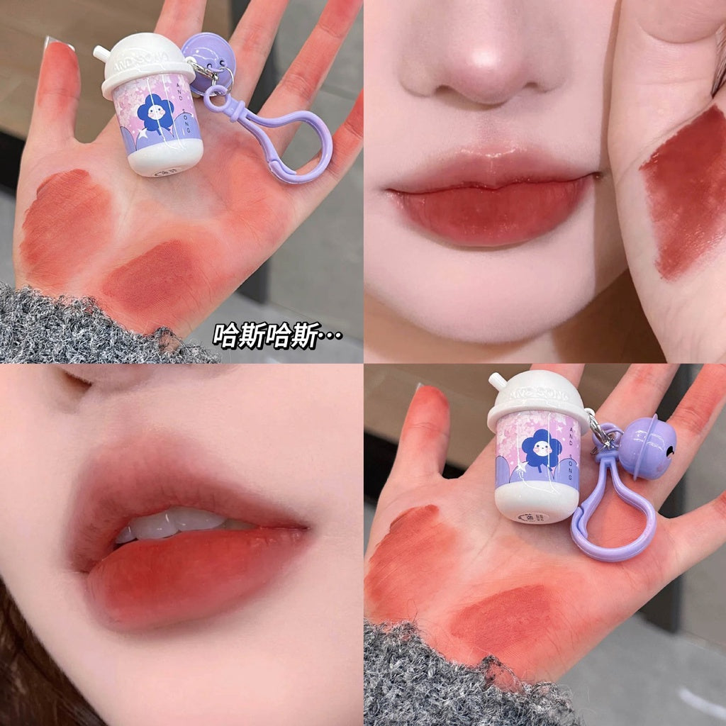 Lip Gloss Cute Key Buckle Milk Cup Matte Water Proof Lasting Nature Not Easy To Fade Lipstick