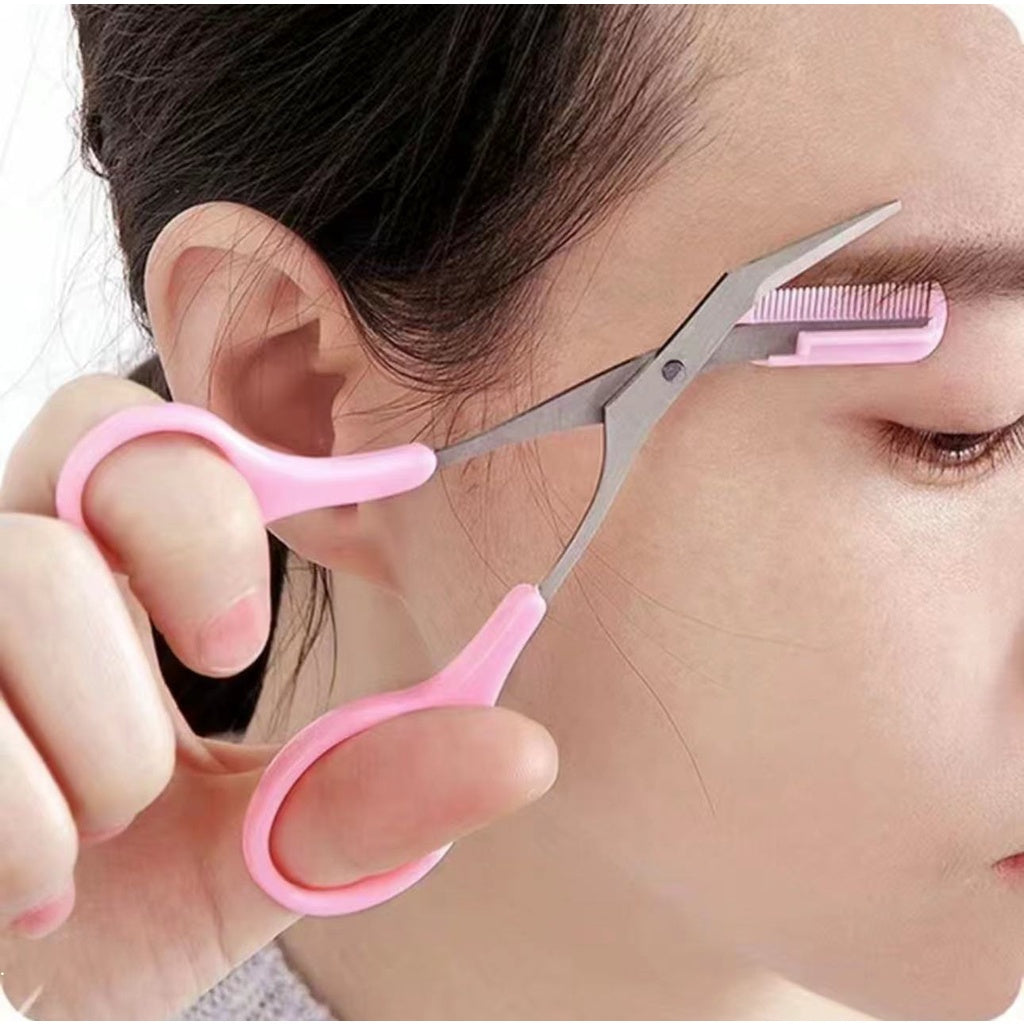 Eyebrow Scissors for Women Eyebrow Trimmer Scissors with Comb Eyebrow Shaping Cut Comb Scissors Non Slip Finger Grips Hair Removal Beauty Accessories for Men Women