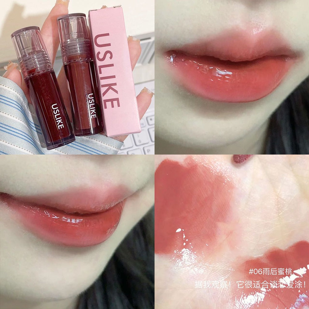 USLIKE Water Light Lip Gloss Mirror Lip Glaze Not To Fall Off Non -dipped Cup Lasting Nourish Lipstick High Value Lipstick