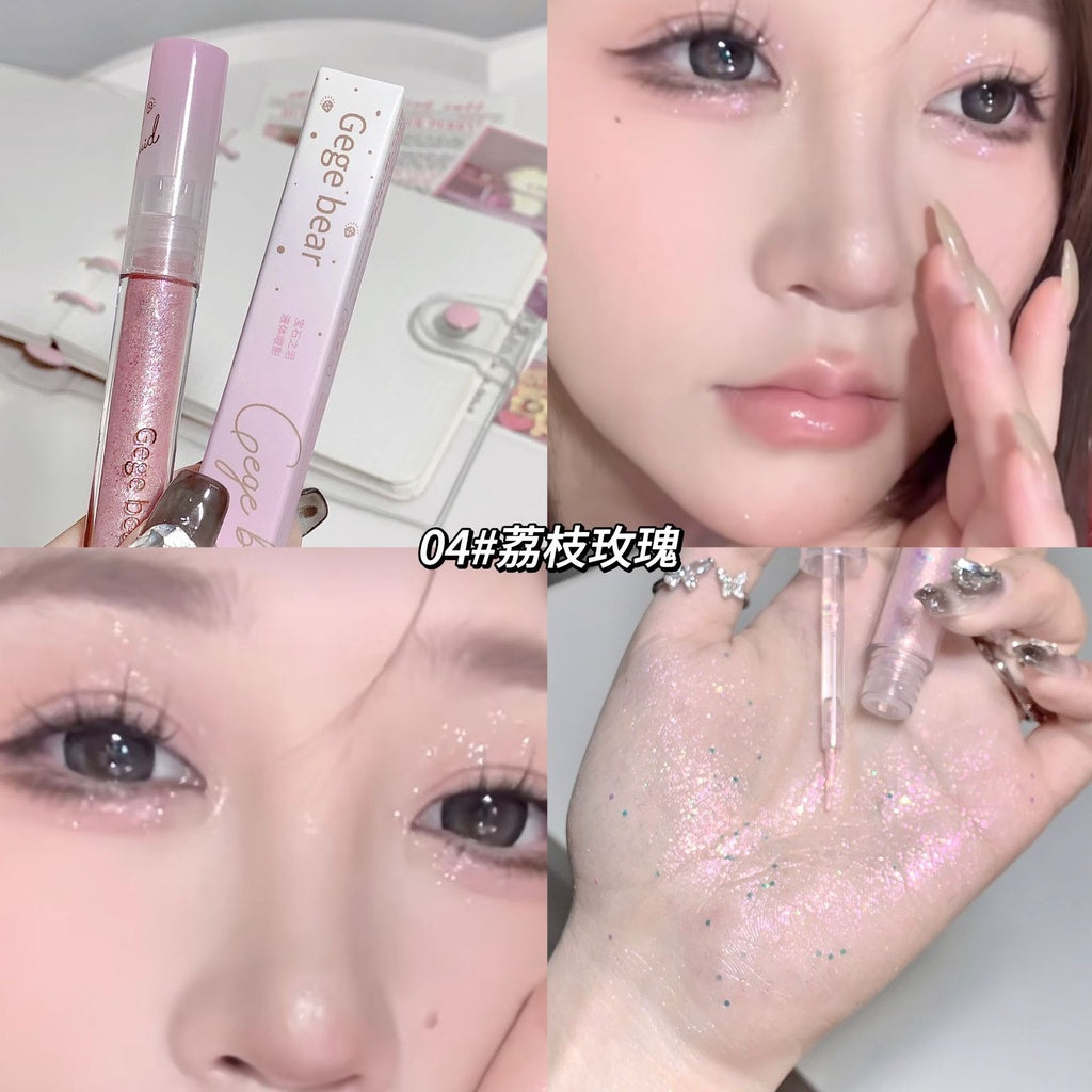 Gege Bear Gem Liquid Eye Shadow Sparkling Brighten Pearl Sequins Highlight Anti -sweat Water Proof