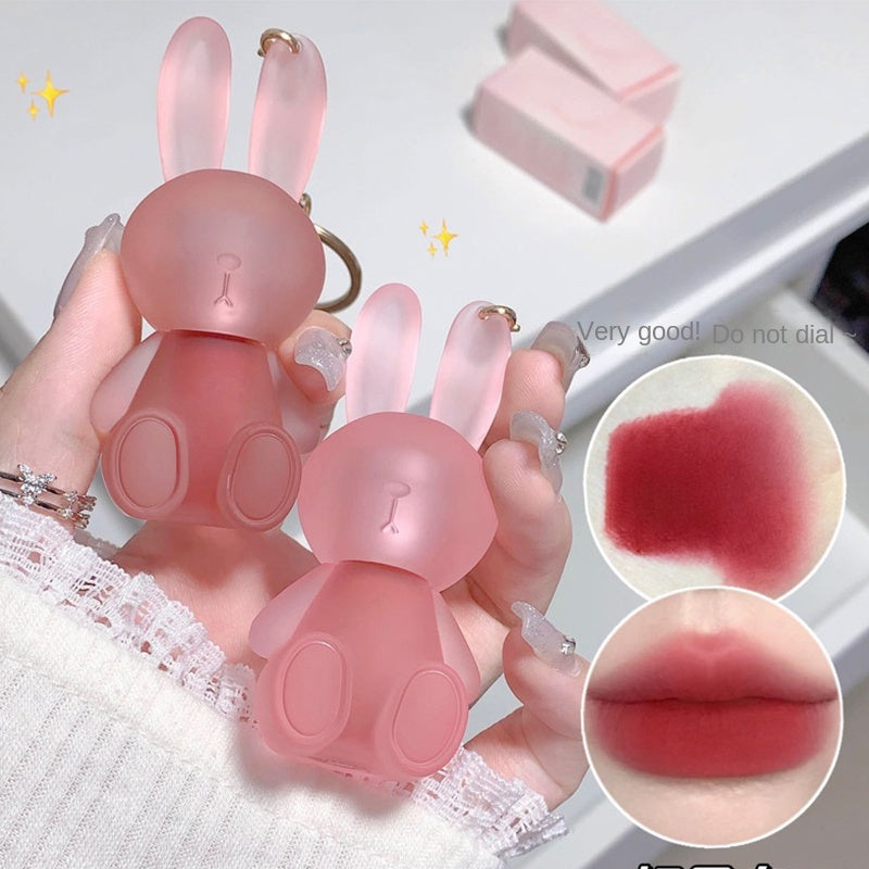 Gege Bear Cute Rabbit Key Buckle Lip Gloss Matte Water Proof Moisturize Lipstick