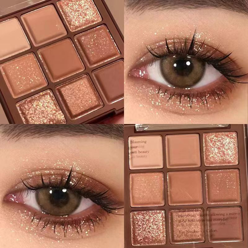 JADED Shadow Tray Chocolate Nine -colored Sparkling Pearl Daily Brighten Nature Not Easy To Remove Makeup Shadow Tray