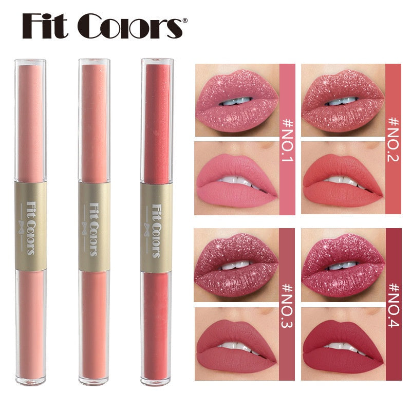 Double Head Matte Pearlescent Lip Gloss Lip Glaze Liquid Lipstick