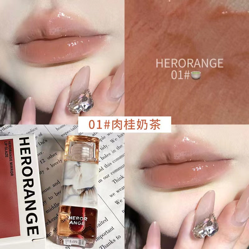 HERORANGE Lip Gloss Mirror Moisturize Moisturizing Lasting Crystal Jelly Lipstick