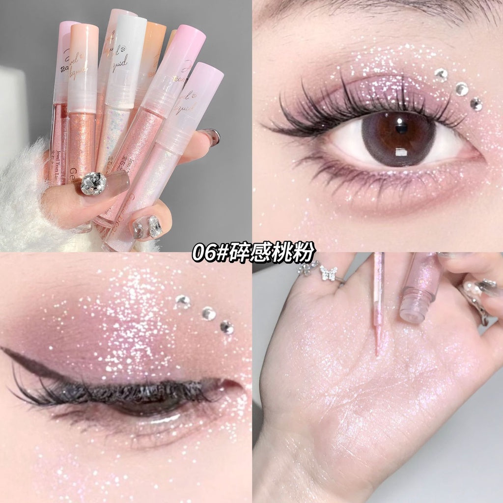 Gege Bear Gem Liquid Eye Shadow Sparkling Brighten Pearl Sequins Highlight Anti -sweat Water Proof