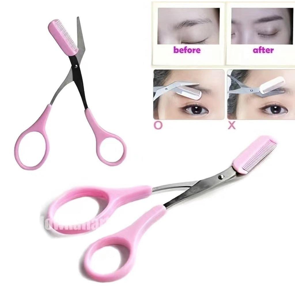 Eyebrow Scissors for Women Eyebrow Trimmer Scissors with Comb Eyebrow Shaping Cut Comb Scissors Non Slip Finger Grips Hair Removal Beauty Accessories for Men Women