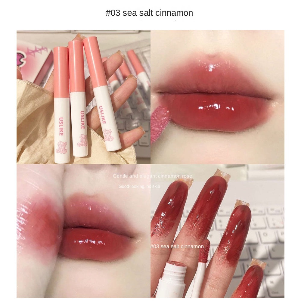 Uslike Lip Gloss Cute Rabbit Mirror Moisturize Moisturizing Lasting Nature Lipstick Gift Box 6-colors