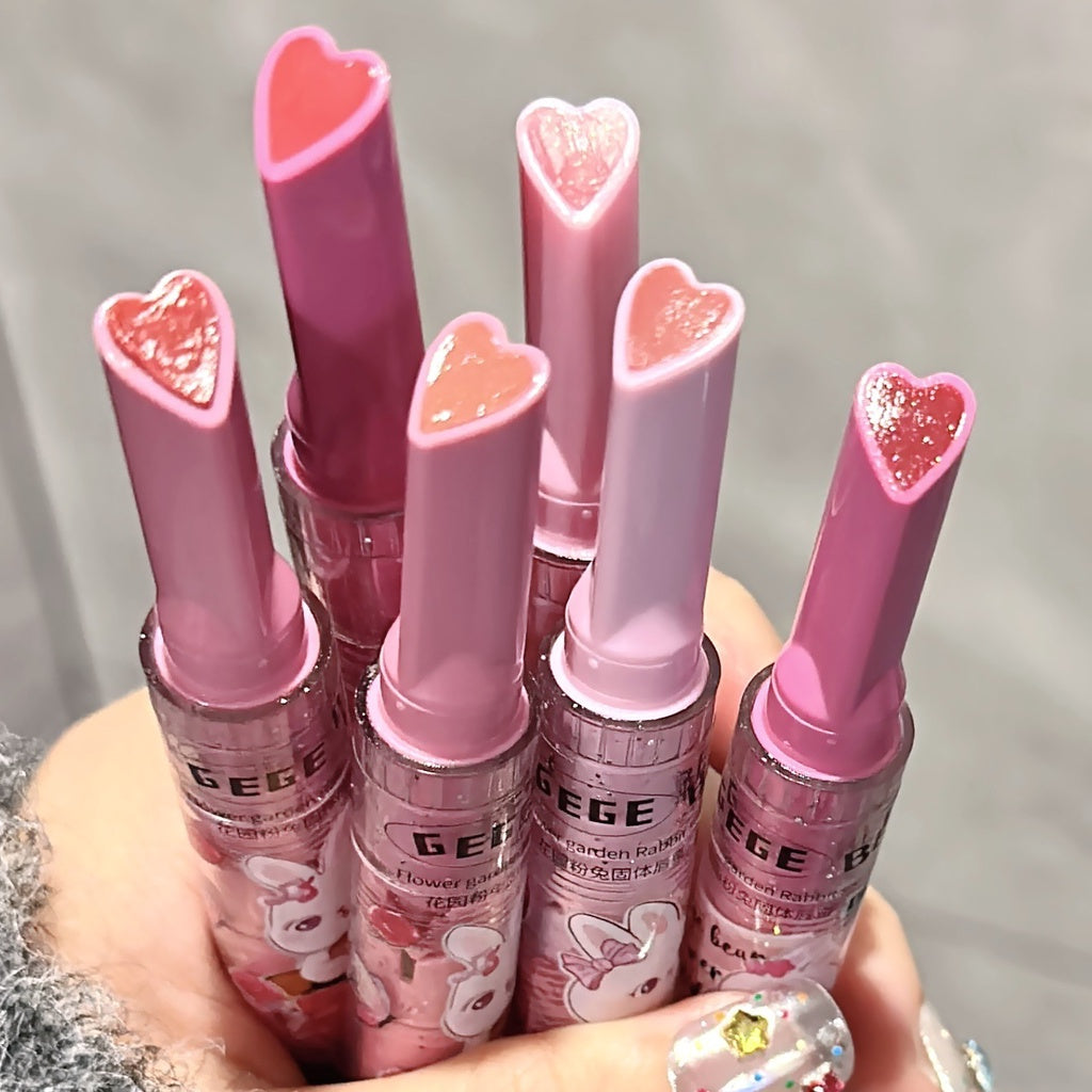 Gege Bear Love Lipstick Pink Rabbit Solid Sparkling Moisturizing Moisturize Lasting Lip Gloss