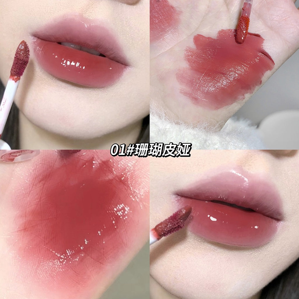 Gege Bear Lip Gloss Mirror Surface Moisturize Moisturizing Red Square Tube Liquid Lipstick