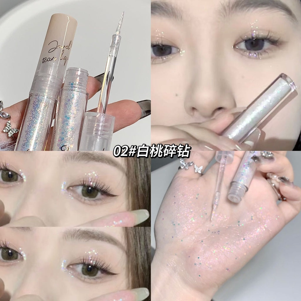 Gege Bear Gem Liquid Eye Shadow Sparkling Brighten Pearl Sequins Highlight Anti -sweat Water Proof