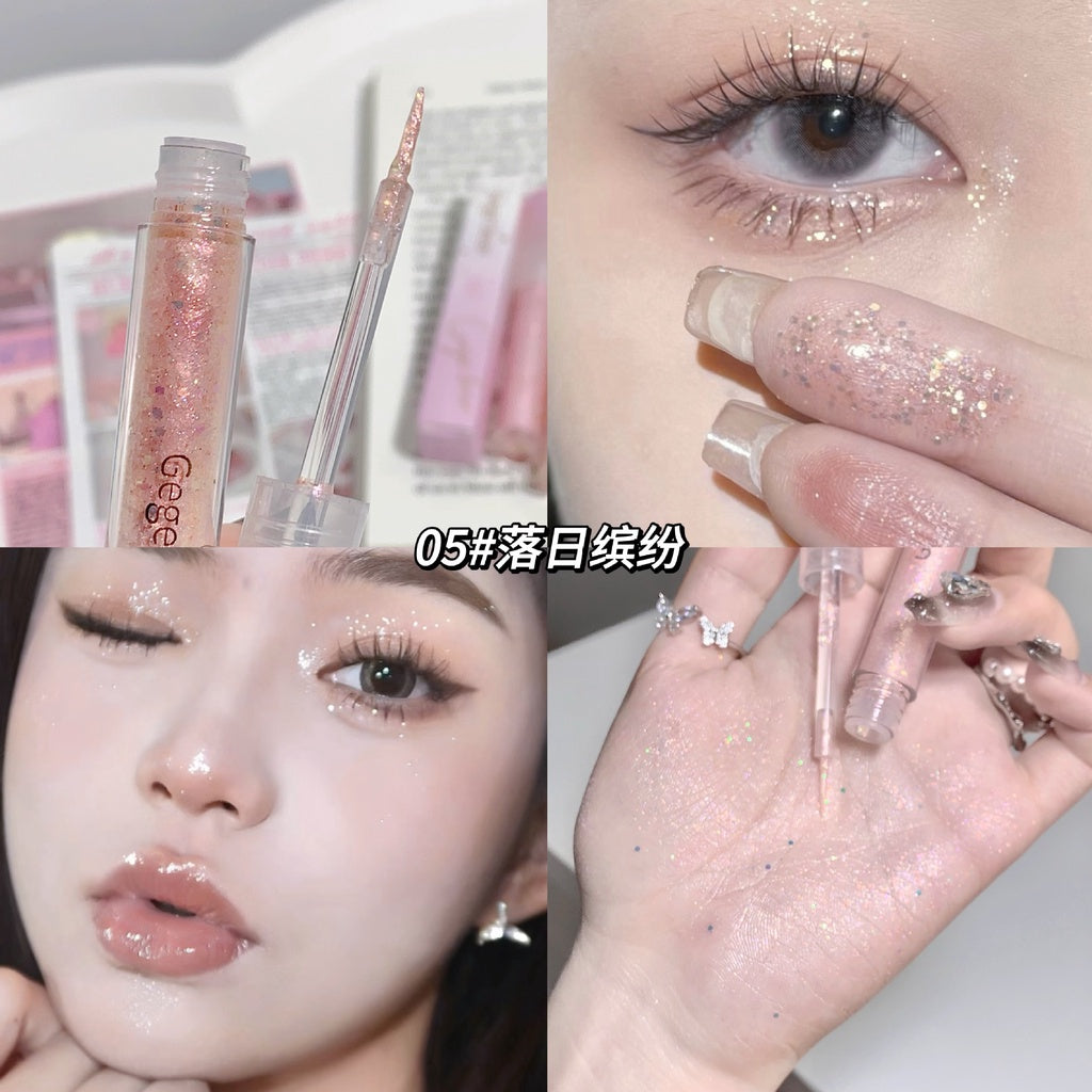 Gege Bear Gem Liquid Eye Shadow Sparkling Brighten Pearl Sequins Highlight Anti -sweat Water Proof