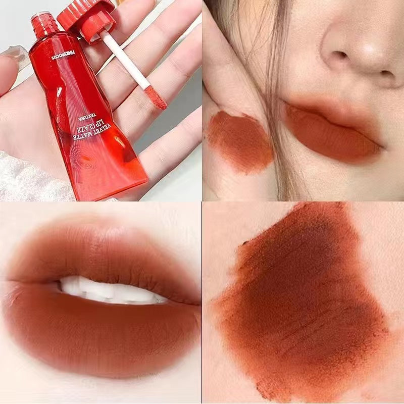 PinkyFocus Matte Lip Gloss Fog Surface Velvet Lasting Ice Cubes Lip Glaze Lasting Lipstick