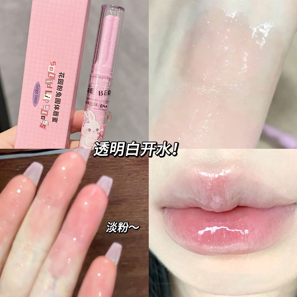 Gege Bear Love Lipstick Pink Rabbit Solid Sparkling Moisturizing Moisturize Lasting Lip Gloss