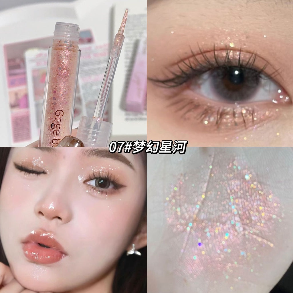 Gege Bear Gem Liquid Eye Shadow Sparkling Brighten Pearl Sequins Highlight Anti -sweat Water Proof