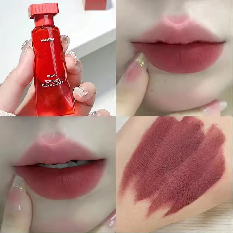 PinkyFocus Matte Lip Gloss Fog Surface Velvet Lasting Ice Cubes Lip Glaze Lasting Lipstick